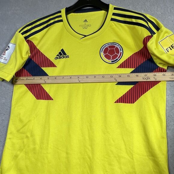 ADIDAS Federacion Colombiana Jersey Mens Small Yellow De Futbol Soccer Climalite - Picture 11 of 16